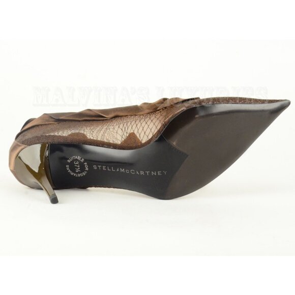 STELLA MCCARTNEY SHOES MESH & SATIN BROWN PUMPS sz 37.5 / 7.5 - Picture 9 of 13